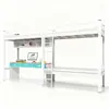 Litera triple personalizada con escalera, estructura de cama de hierro superior e inferior, cama superior y mesa inferior, cama de dos pisos para personal de dormitorio universitario