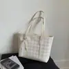 Bolsa de Gran Capacidad de Alta Gama para Viajes y Uso Diario de Mujer 2025 Nueva Bolso de Hombro a Cuadros Maletín para Estudiante Universitario Bolso Tote