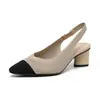Bt663 Zapatos de Princesa Huecos Sandalias Tejidas Baotou con Tira Trasera Hueca Punta Fina Boca Baja Hueco Lateral Sandalias de Tacón Grueso Diarias