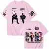 Camiseta de tamanho europeu transfronteiriça para o tour de Chris Brown e Usher 2026, para homens e mulheres, estilo Harajuku, manga curta, gola redonda, casual
