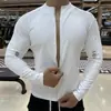 Maillot de ciclismo para hombre de manga larga con cremallera, top deportivo para fitness de primavera y otoño, secado rápido, ajuste ceñido, chaqueta elástica para entrenamiento de running