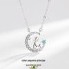 Colar Estrela Lua de Diamante em Prata de Lei S925 Feminino Estilo Ins Criativo Novo Anime O Pequeno Príncipe Corrente para Clavícula de Celebridade Cyber