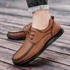 Zapatos Populares Hechos a Mano Transfronterizos para Hombre, Zapatos Casuales Retro, Tenis para Hombre, con Cordones, Puntera Redonda, Juveniles, Británicos de Moda, Zapatos de Piel para Hombre