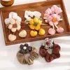 Novo Elástico de Cabelo de Flor de Tricô Infantil para Meninas, Faixa de Cabelo para Coque, Corda de Cabelo de Rabo de Cavalo de Alta Aparência para Meninas Pequenas