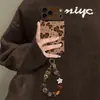 Pulseira de gato com estampa de leopardo adequada para capa de celular Apple 18pm iphone17 desenho animado 16 silicone 14 outono inverno 15 totalmente fechada