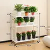 Estantería de hierro forjado de varios niveles, expositor de suelo multicapa para plantas de interior, con ruedas, adecuado para organizar plantas en maceta en el jardín