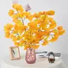 Galhos de folhas de ginkgo artificiais, folhas falsas, folhas de ginkgo amarelas, materiais de decoração de casamento, adereços para arranjo de local