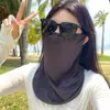 Mascarilla de Seda de Hielo con Protección Solar para Mujer en Verano, Anti-UV, Cubrecuello, Ciclismo al Aire Libre, Velo Transpirable, Mascarilla Fina de Protección Solar