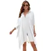 Nova Camisa de Algodão de Bambu Europeia e Americana Cardigã Solto para Biquíni Blusa de Praia para Férias Roupa de Proteção Solar