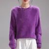 Nuevo Suéter de Lana con Forro de Polar para Mujer Otoño/Invierno 2026, Cuello Redondo, Tejido Grueso de Siete Puntos, Top de Lana Pura con Forro de Polar