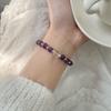 Pulsera de Plata de Ley S925 Amatista Morada de Buena Suerte con Cuentas de Cristal Morado para Mujer, Nuevo Estilo Ins Otoño e Invierno