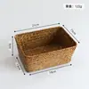 Cesta de Armazenamento Simples Trançada Cesta de Armazenamento de Lanches e Diversos de Mesa Cesta Retangular Trançada de Palha Doméstica Organizador de Cosméticos