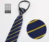 Fabricante Corbata de Hombre Negra Rayas Azules Corbata de Negocios Corbata de Cremallera Perezosa Sin Nudo En Stock Al Por Mayor
