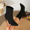 Botas de moda de gamuza elástica ajustadas de otoño de comercio exterior europeo y americano, talla grande, tacón alto, felpa, venta al por mayor, talla grande 2026