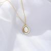 Europeu e Americano Retro Oval Natural Branco Fritillary Shell Pingente Colar de Prata Esterlina Simples Colar de Moda Elegante para Mulheres