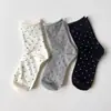 Calcetines de Algodón Puro con Borde Enrollado y Lunares para Mujer, Alta Elasticidad, No Aprietan, Calcetas Caídas, Calcetines Antipelusa para Maternidad, Calcetines Zhuji, Calcetines para Mujer