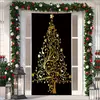 Cubierta de Puerta de Tela Elástica Cubierta de Puerta de Navidad Alegre Transfronteriza Tapiz Fondo de Tela de Regalo de Papá Noel para Fiesta Festiva