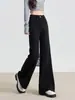 Jeans Negros Antiadherentes Pierna Microcampana Mujer Primavera/Otoño 2026 Nuevos Sueltos Adelgazantes Versátiles de Longitud Completa