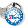 Logo de Equipo de la NBA Lakers Warriors 76ers Time Gem Aleación de Metal Llavero Grabado Colgante de Llave