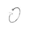 Anel de Prata S925 Feminino Estilo Japonês-Coreano Estilo Mori Distintivo Redondo Cravejado com Diamante Anel Aberto de Dedo Cauda de Peixe Fofo J4447