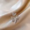 Novo Anel de Dedo Indicador Aberto Borboleta Zircônia Super Fada ins Tendência Design de Moda Celebridade da Internet Elegante Anel de Dedo Versátil
