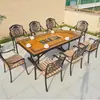 Mesa y silla de aluminio fundido para exteriores, muebles de patio, adecuados para villas de ocio, balcones, jardines, barbacoas al aire libre, mesa y silla de hierro.