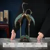 Artesanías de Cobre Fundido: Adornos de Grulla, Tortuga y Grulla para la Longevidad, Doble Grulla como Regalo para Personas Mayores, Grullas de Doble Felicidad Estilo Chino para Sala de Estar