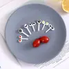 Mini Señal Decorativa de Bento de Dibujos Animados Señal de Grupo de Arroz Animal Lindo de Ojos Grandes Forma de Fruta de Bebé Tenedor Tenedor de Pastel