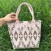 Bolso de Mano Tejido Estilo Coreano, Bolso de Mano de Moda Houndstooth para Viajeros de Gran Capacidad, Bolso de Mano Casual Versátil, Bolsa para el Almuerzo