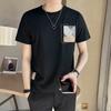Camiseta Masculina de Manga Curta de Verão Masculina 2023 Estilo Hong Kong Camiseta Solta de Manga Curta Masculina Camiseta de Manga Curta Estilo Moda Nacional Masculina