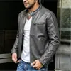 Chaqueta de Cuero para Hombre Estilo Motocicleta Retro Transfronteriza 2026 con Cuello Alto, Chaqueta Europea y Americana de Talla Grande con Cremallera Decorada, Chaqueta de Cuello Alto