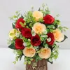 Ramo de rosas artificiales más vendido en Amazon transfronterizo para decoración de bodas, flores artificiales, flores para tumbas, fábrica de flores de seda entrega directa