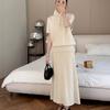 Traje de Punto Casual de Moda de Gama Alta para Mujer Otoño e Invierno Estilo Nuevo Suéter Holgado Elegante Simple Falda Conjunto de Dos Piezas