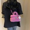 Bolsa de veludo de cordeiro para comércio exterior feminina 2024 nova moda portátil pequena quadrada versátil bolsa transversal de alta qualidade