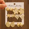 Pendientes de Verano Transfronterizos Europeos y Americanos Nuevos con Diseños de Corazón, Florales, de Estrella de Mar y Geométricos, Pendientes Versátiles y Elegantes de Estilo Francés para Mujer