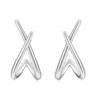 Pendientes de oro con piedra de moda transfronteriza europea y americana, pendientes cruzados que combinan con todo, joyería elegante de estilo cúbico para mujer.