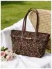 Bolsa Tote de Ombro Feminina Casual Estilosa com Estampa de Leopardo, Macia, de Grande Capacidade, Tendência Retrô, para o Dia a Dia