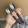 Cuchara de Acero Inoxidable con Mango de Imitación Madera, Cuchara de Mesa para Uso Doméstico, Cuchara para Sopa, Cuchara de Postre de Alto Valor Estético