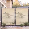 Nueva cortina a prueba de viento para barandilla de balcón con diseño "Mil Li de Ríos y Montañas" estilo chino, panel de privacidad para villa, cortina de lluvia impermeable y protectora de privacidad para terraza