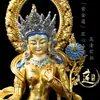 Estatua Tántrica de Tara Verde en Cobre Puro Artesanía Nepalí Tibetana Tallada a Mano