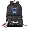 Comercio exterior nueva mochila de dibujos animados Stitch USB Estudiante joven mochila escolar para hombres y mujeres mochila casual de viaje