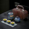 Juego de té de viaje portátil, taza exprés, tetera de kung fu de cerámica para exteriores, juego completo, caja de regalo, regalo de empresa