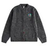 Shanyue Shijiu 25Aw Cardigan de Malha Bordado para Início de Outono Solto Suéter Jaqueta Masculino e Feminino Top de Lã