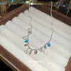 Conoce la Cadena de Perlas Redondas de Zircón Arcoíris~ Cadena para Clavícula Dopamina Primavera/Verano, Cadena de Cuello Versátil Suave y Sofisticada