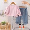 Conjunto de Ropa de Otoño para Bebé Niña 2025 Nuevo Estilo Moda Primavera y Otoño para Niñas Ropa Infantil Sudadera Elegante Conjunto de Dos Piezas Al por Mayor