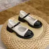 Zapatos Pequeños Mary Jane de Cuero para Mujer 2024 Nuevos Primavera y Verano Estilo Pequeño Aroma Retro Punta Redonda Suela Gruesa Boca Baja Zapatos de Tacón Medio