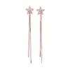 Novos Brincos Longos com Franjas de Estrela de Cinco Pontas Prata Agulha Venda Quente Brincos Simples Elegantes Versáteis Acessórios de Brincos de Luxo Leve