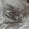 Clip de pelo de cuero con flor de diamante azul plateado clip de pelo de tela con corazón clip para flequillo de moda clip lateral tocado accesorios para el cabello
