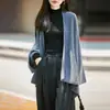 Cardigan de tricô em lã pura de luxo leve para mulheres, casaco quente de outono e inverno, capa de suéter estilo solta e casual
