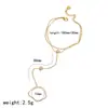 Conjunto de Joias Elegante com Temperamento Estrela de Oito Pontas com Strass, Colar, Pulseira, Tornozeleira, Corrente em Y de Aço Inoxidável com Ouro 18K
